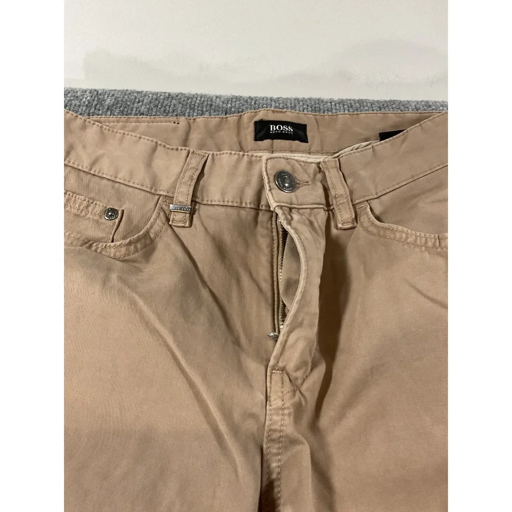 Hugo Boss Pants Mens 31x34 Stretch Chino Brown Tan Slim Casual Designer